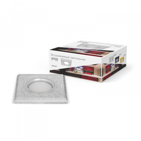 Светильник Gauss Mirror RR009 Квадрат. Кристал cеребро/Хром, Gu5.3 1/50