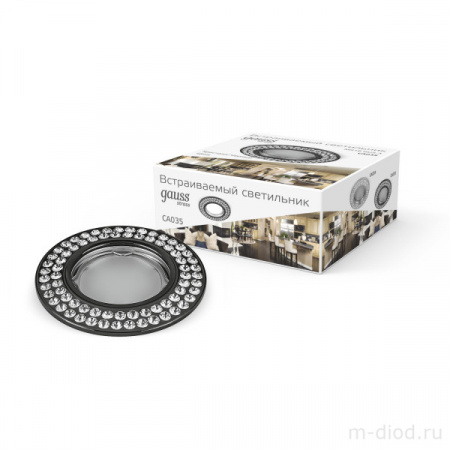 Светильник Gauss Strass CA035 Круг. Кристал/Черный, Gu5.3 1/30