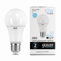 Лампа Gauss Elementary A60 12W 1170lm 6500K E27 LED 1/10/50