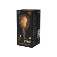 Лампа Gauss Filament А160 8W 780lm 2400К Е27 golden straight LED 1/6 Лампа Gauss Filament А160 8W 780lm 2400К Е27 golden straight LED 1/6