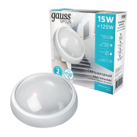 Св-к ЖКХ Gauss Qplus круг 15W 1200lm 4000K 160-260V IP54 D175*76мм бел, дек рам, оптико-микроволн сенс LED 1/30