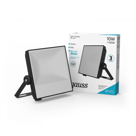 Прожектор Gauss EVO 10W 900lm 6500K 100-240V IP65 черный LED 1/30